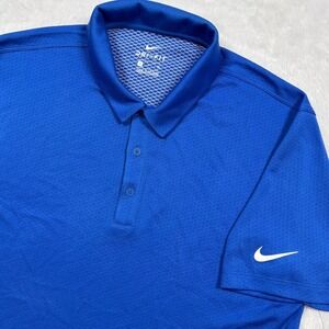 Nike Golf Polo Shirt Mens S Blue Dri-FIT Textured Short Sleeve Logo AH6266 NEW